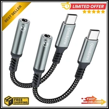 USB Type C to 3.5mm Female Headphone Jack Adapter, (2 Pack) USB C to Aux Audio