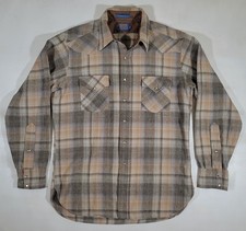 Vtg 70s USA Pendleton High Grade Western Wear Pearl Snap Wool Plaid Shirt L Long