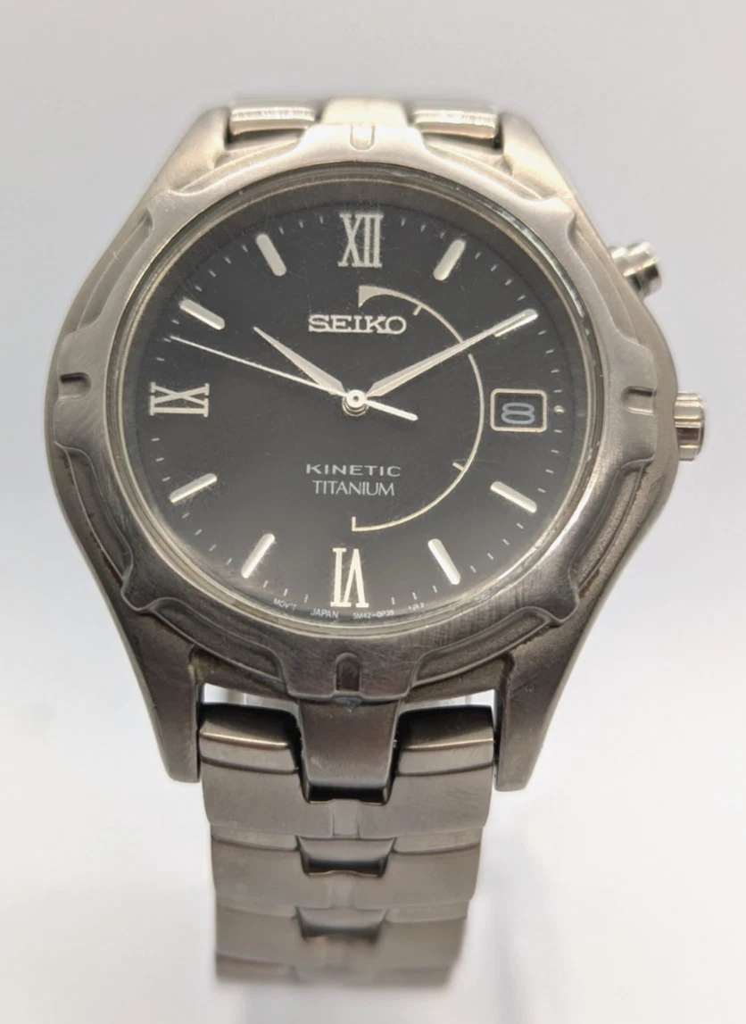 Seiko Kinetic Titanium 5M42-0L99 Men’s Watch (May 2009) 38mm Japan Serviced