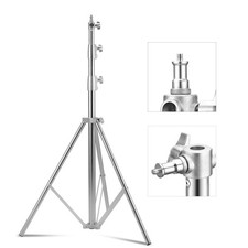 Stainless Steel Light Stand 110" /2.8m, Spring Cushioned Heavy Duty Tripod St...