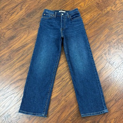 Levis Jeans Womens 28 Ribcage Straight Ankle High Button Fly Stretch Denim 25x26