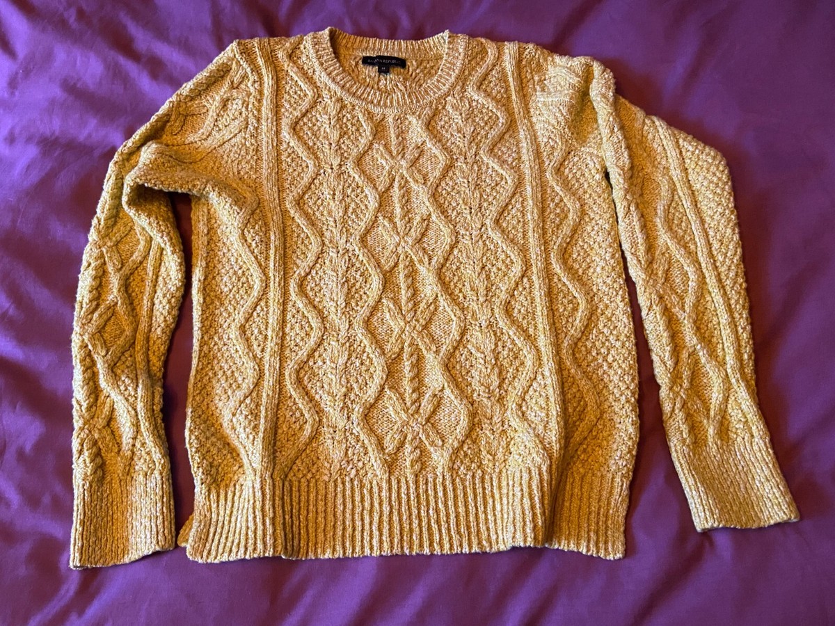 Banana Republic Gold Cable Knit Cotton Wool Blend Long Sleeve