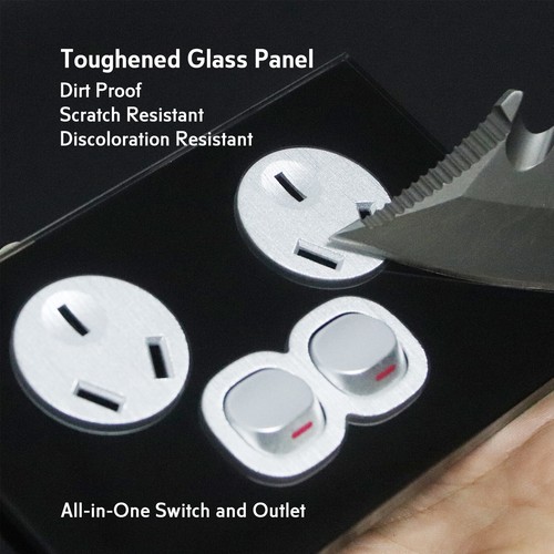 SAA Electrical Wall Power Point Socket GPO Black Glass Switch Panel Outlet 10A - Picture 24 of 26
