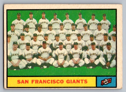 1961 TOPPS #167 SAN FRANCISCO GIANTS TEAM CARD W/MAYS/McCOVEY/CEPEDA/MARICHAL