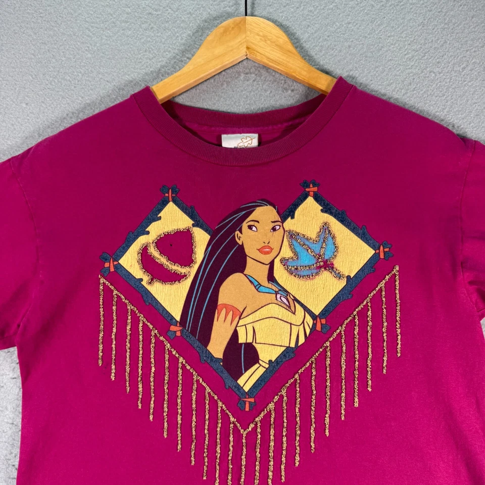 Vintage Pocahontas T-Shirt Youth Girls Large Pink Disney Single Stitch Graphic - Image 3 of 4