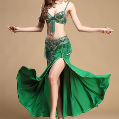 Women New Belly Dance hip scarf Costume Bra&Belt Set Indian Hot dance (No skirt)