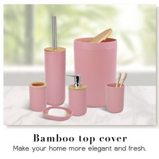 Pink Bathroom Accessories Set 6 Piece Bath Ensemble for Decorative Countertop