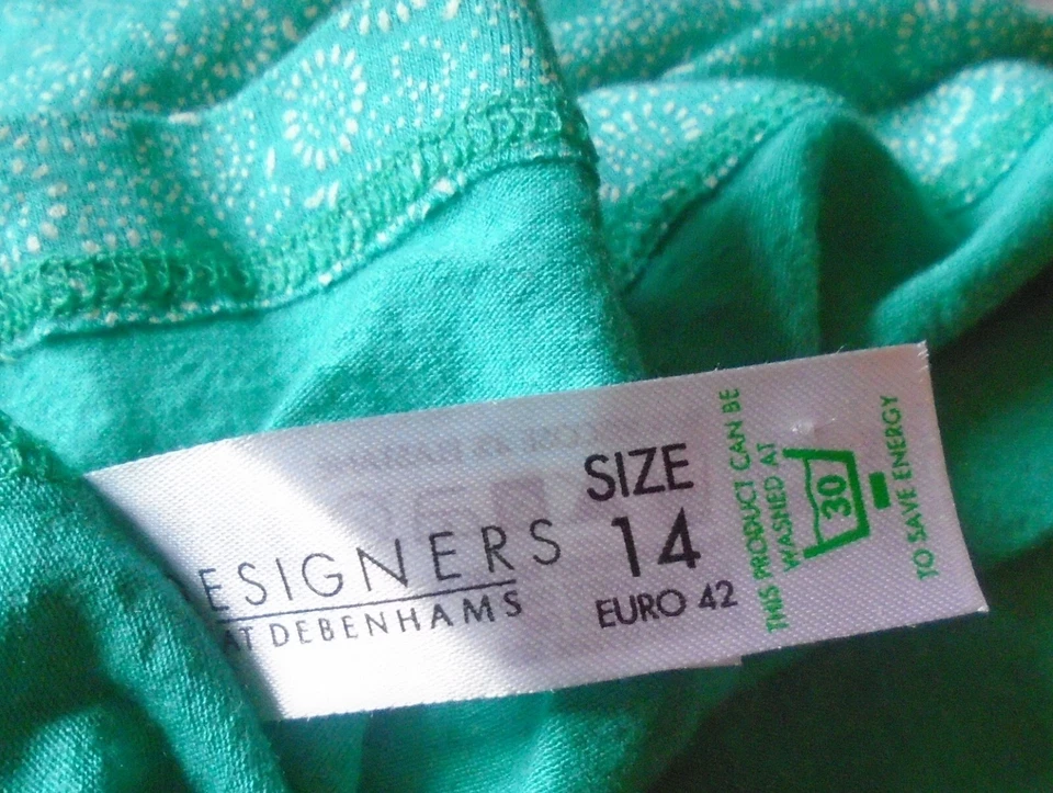 John Rocha Ditsy Print Top aqua green white floral tie waist blouse Size 14 new - Image 3 of 4