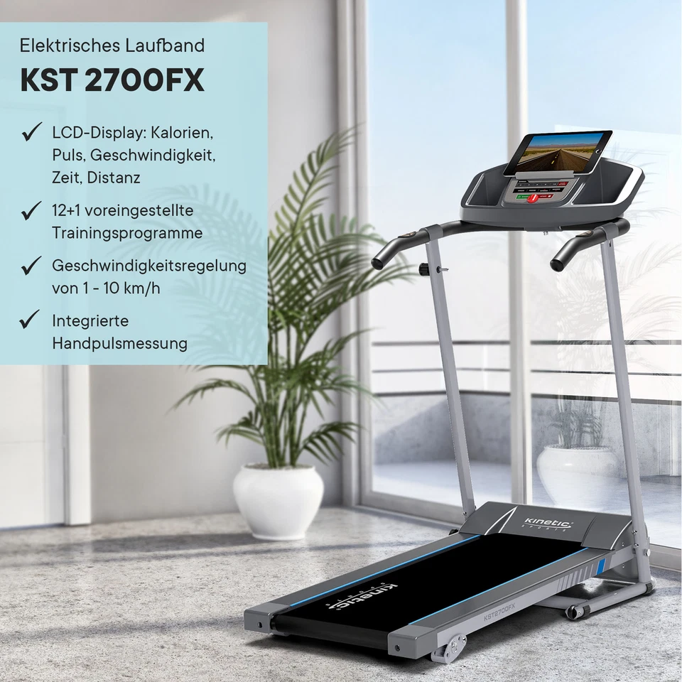 Laufband elektrisch 10 km/h LCD Display Puls Fitness Heimtrainer klappbar 120 kg - Bild 4 von 4