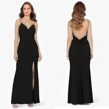 NWT Xscape | Black Long V Low Knot Back Gown