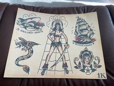 Tattoo flash art sheet lot 153 1K Woman Pirate Print