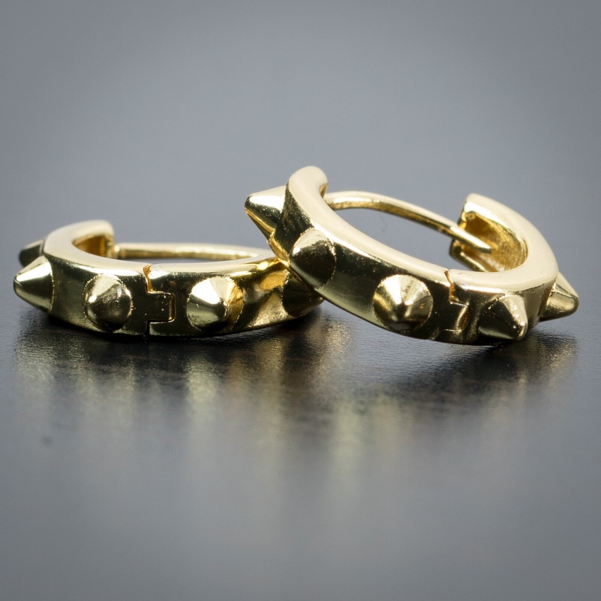 Men's 14k Yellow Gold Plated Spike Vermeil Sterling Silver