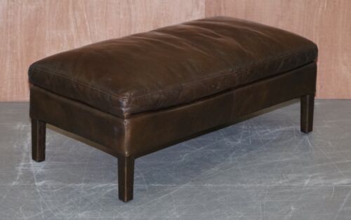 HALO GROUCHO FOOTSTOOL IN ANTIQUE WHISKY LEATHER RETAILED BY JOHN LEWIS  - Picture 1 of 8