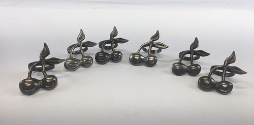 Set (8) DII Cherry Shaped Pewter Silvertone Napkin Rings Made in India  - Picture 12 of 12