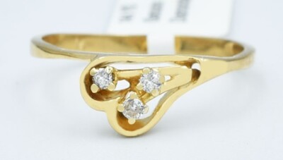ECHTER DIAMANT HERZ RING 14K GELBGOLD - Neu mit Etikett
