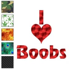 I Love Boobs, Vinyl Decal Sticker, 40 Patterns  3 Sizes, 1210