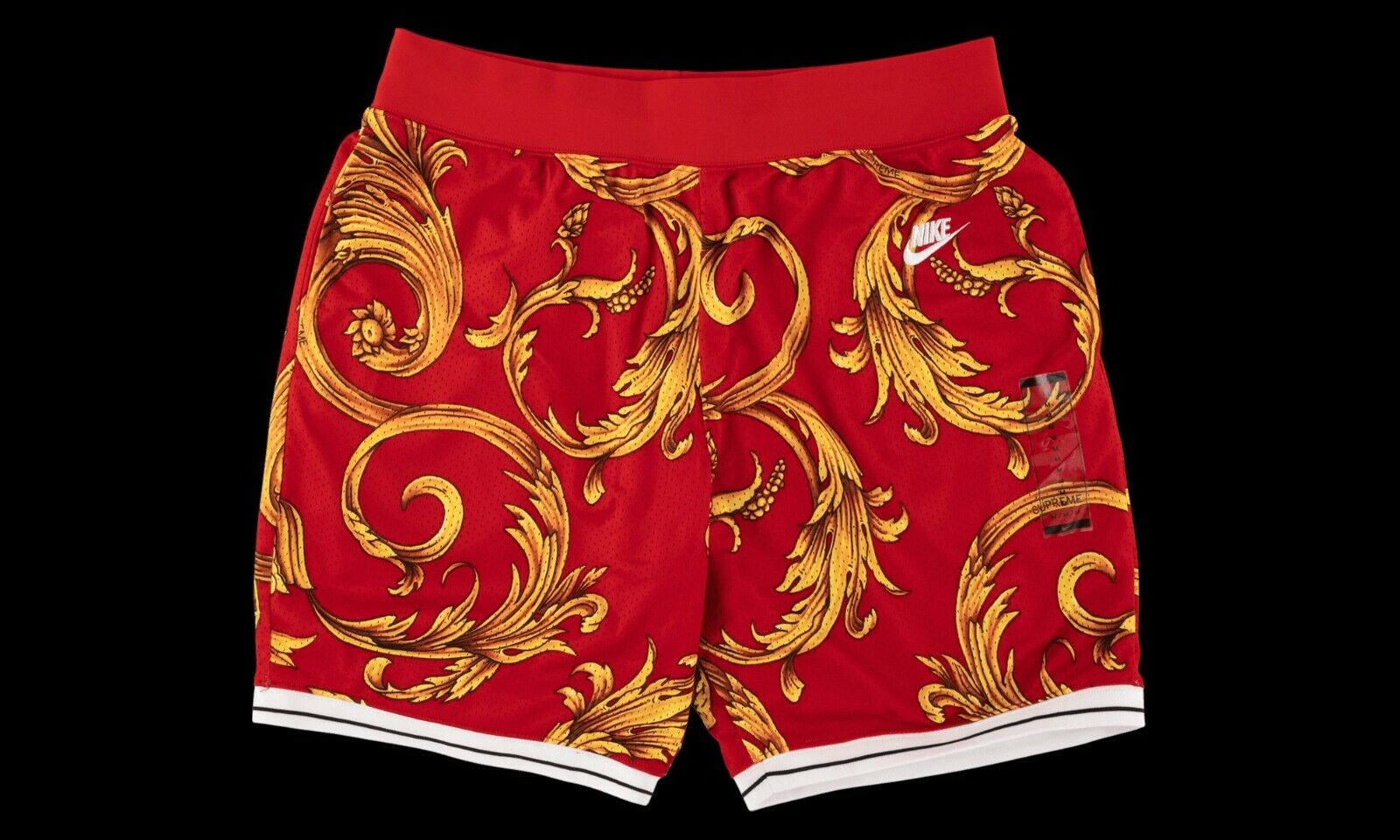 SS14 Supreme / Nike Basketball Shorts Red/Gold 'Versace' 648794 657 Men's M