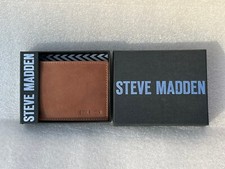 STEVE MADDEN Wallet Brown Bifold Men s 100 Genuine Leather Passcase NEW NWT