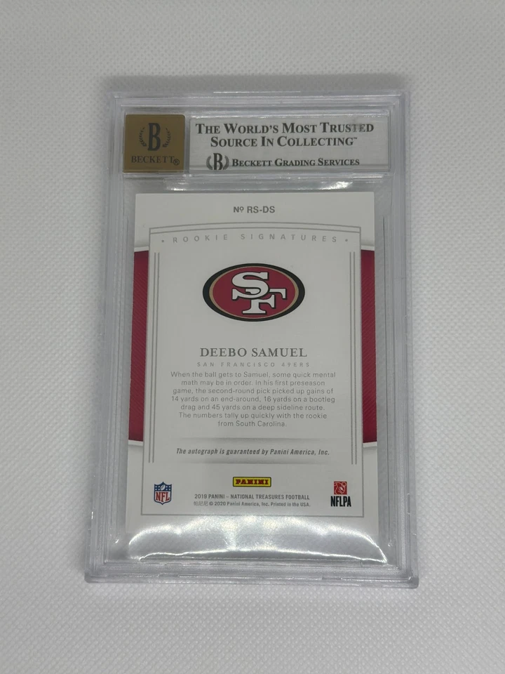 2019 National Treasures Deebo Samuel Rookie Signatures /99 Beckett Auto10 Mint 9 - Image 2 of 2