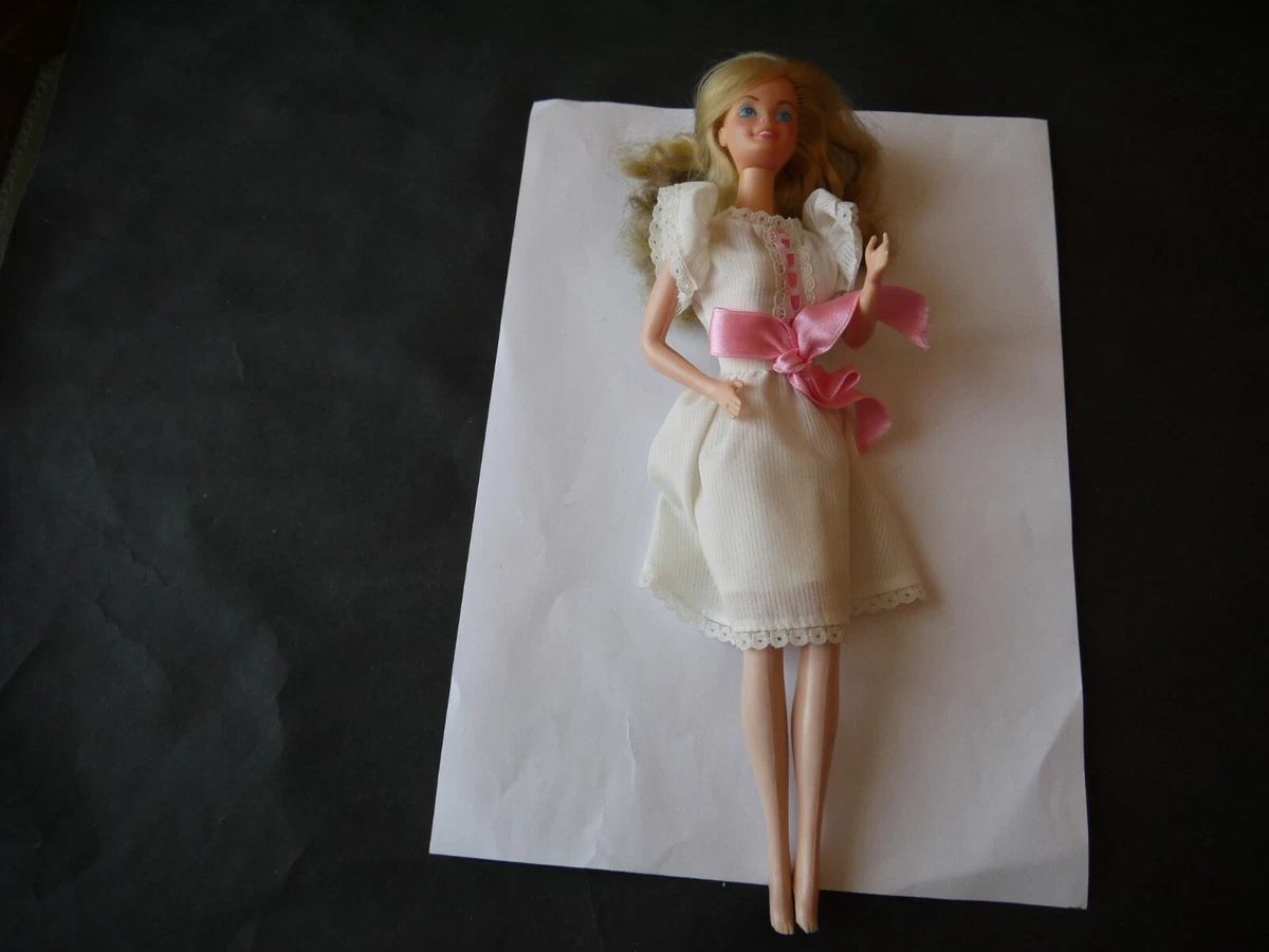 1966 BLONDE BARBIE DOLL WHITE DRESS PINK KNOT