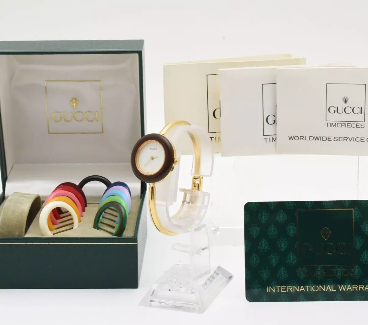 ▶️Nouvelle Batt【N COMME NEUVE/Boîte】 Montre Femme Gucci 11/12.2 Lunette Change 12 Couleurs