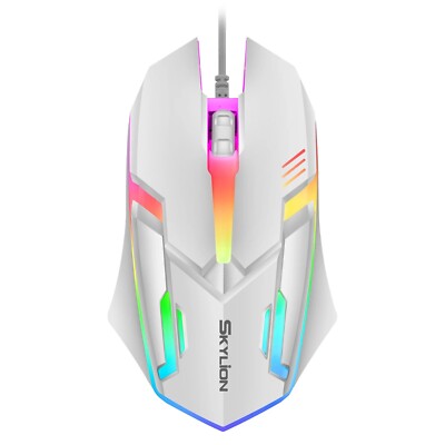 Skylion F1 Gaming Maus mit 3 Tasten und bunter Beleuchtung. Schwarz/Weiß