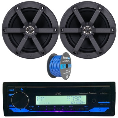 JVC KD-T92MBS Single DIN AM/FM CD Player Receiver, 2x 6.5'' 100W Speaker, Wire