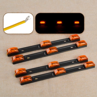 4x Stainless Amber LED Clearance ID Marker Light Bar Truck Trailer Lights B4