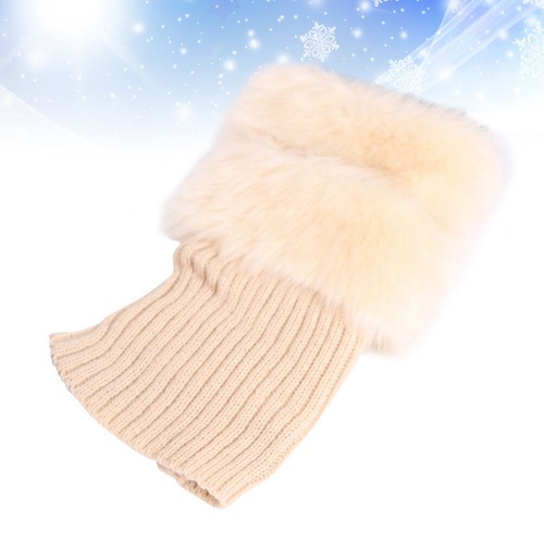 Women Leg Warmers Fur Trim Boot Cuff Cover Female Fur Boots Anklets Warm Socks - Picture 4 of 11