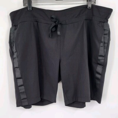 Athleta Metro Downtown Shorts Black Knit Black Pockets Tie Waist Size 2X NWOT