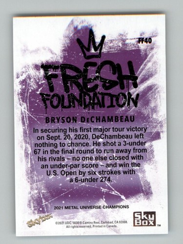 2021 SkyBox Metal Universe Champions Bryson DeChambeau FF40 Fresh Foundation - 第 2/2 張圖片