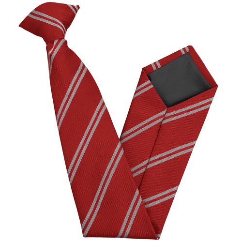 British Made Junior School Uniform CLIP ON Tie Double Stripe 7-11 Year Old - Picture 17 of 18