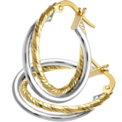 Creolen 9 kt Gelb- und Weißgold 1,5 cm Durchmesser von Citerna
