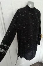 & Other Stories 38 Black Purple Red Heart Club Crinkle Tunic Dress Lace Sleeve