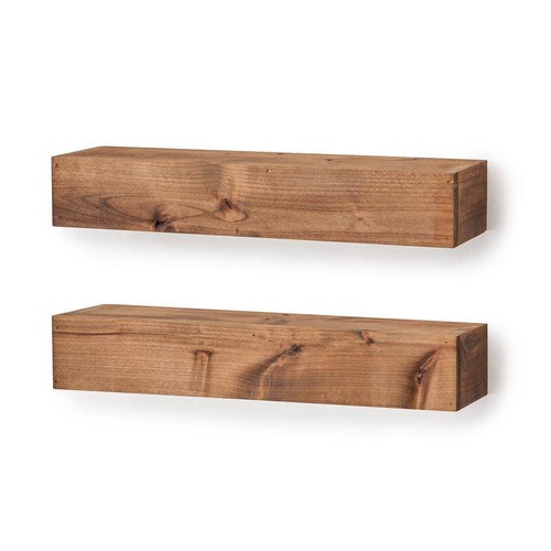 TRINITY Floating Shelf 24"W x 6.25"D x 4"H Wood With Hardware Walnut (2-Pack)