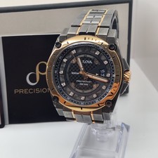 Bulova Precisionist Men's Two Tone 262khz Watch 98D149 Box  Diamond Certificate