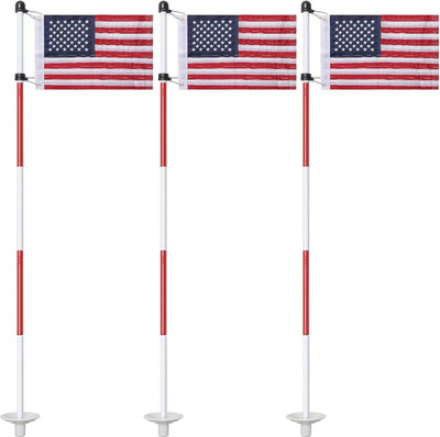 Golf Flagstick 6Ft, Double-Side American Flag for Putting Green, Portable