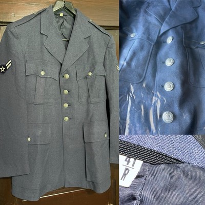 USAF US Air Force Airman Service Dress Coat Men s Size 41R Blue 4 Button OFF 5
