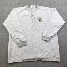 Vintage Green Bay Packers Sweatshirt Mens Large Gray NFL Football NFL Henley