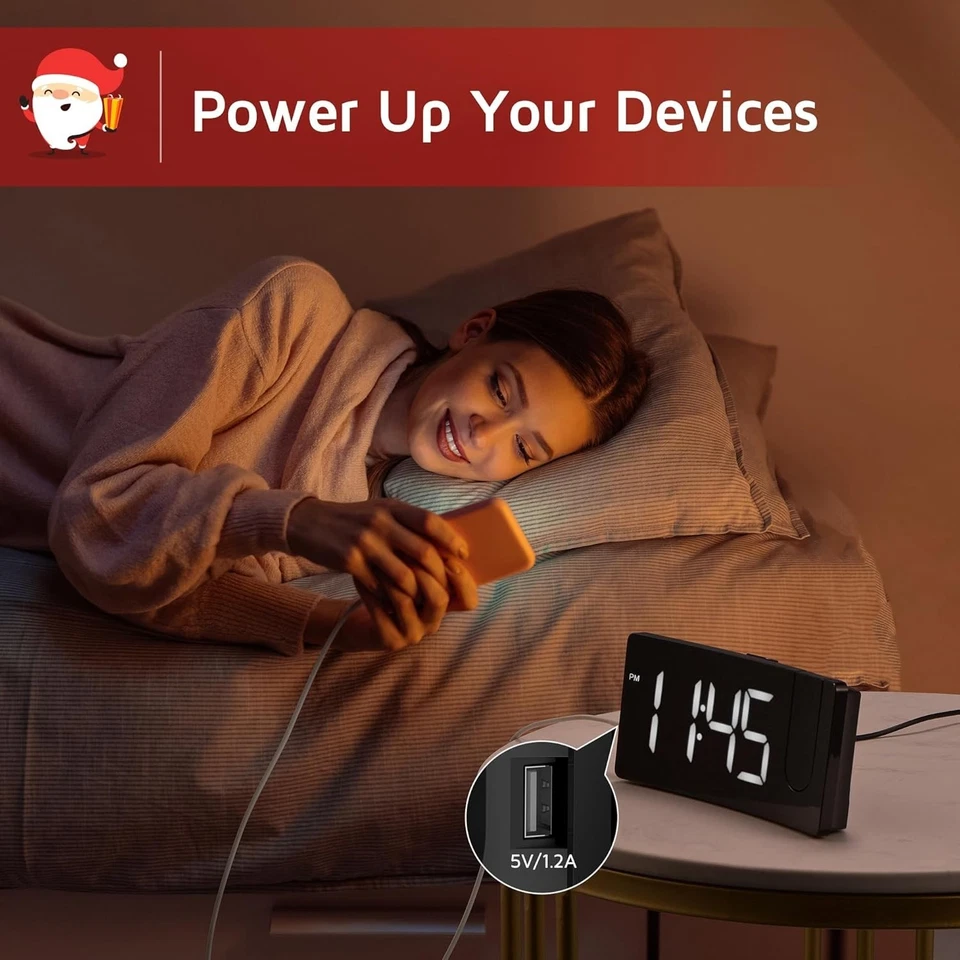 Projection Alarm Clock, Digital Clock with 180° Rotatable Projector, 3-Level Bri - Image 4 of 4