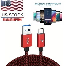 1/2/3 Pack Braided USB C Type-C Fast Charging Data SYNC Charger Cable Cord 3FT