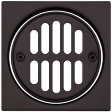 Square Brass Shower Tile with round Strainer Grid Drain Cover and Crown Ring, Oi