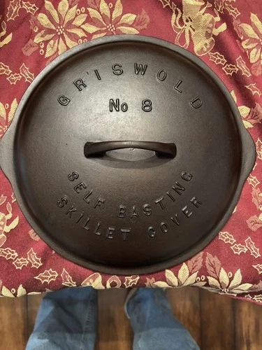 1925-1939 Griswold LBL no. 8 Low Dome Cast Iron Skillet Cover *Perfect Condition