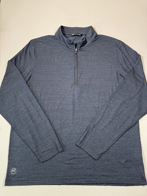 Travis Mathew Jacket Mens 2XL XXL Blue 1/4 Zip Performance Pullover Stretch Logo