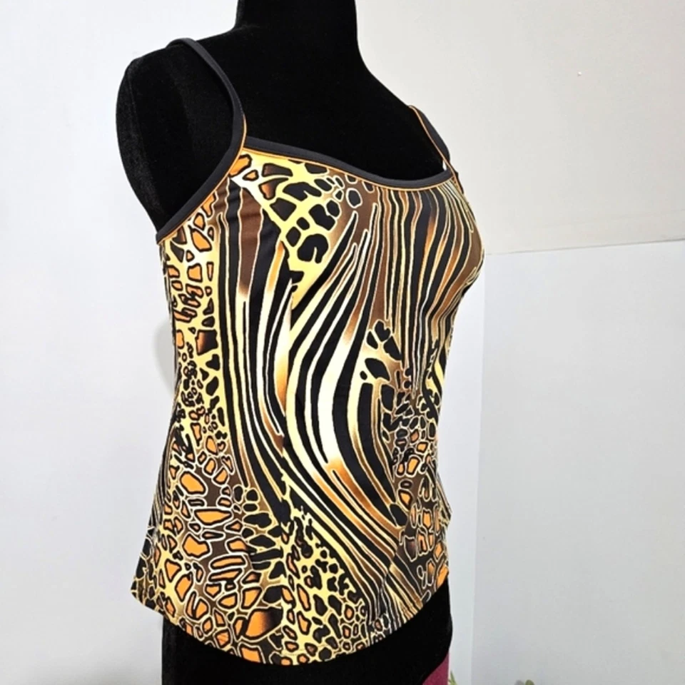 It Figures! Animal Print Swimwear Tankini Swim Top Plus Size 16 Swimwear Beach - Image 2 of 4