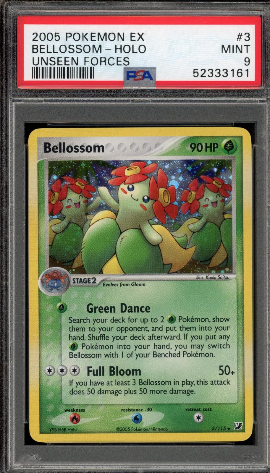 Pokemon Bellossom Holo EX Unseen Forces 3/115 PSA 9 Mint