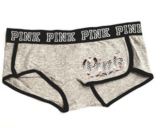 Victoria's Secret Pink Cotton Logo Waistband Boy Short Low rise. Size M NWT