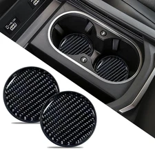 2 PCS Car Cup Holder Coaster, Carbon Fiber Non-Slip Embedded Coasters, Universal