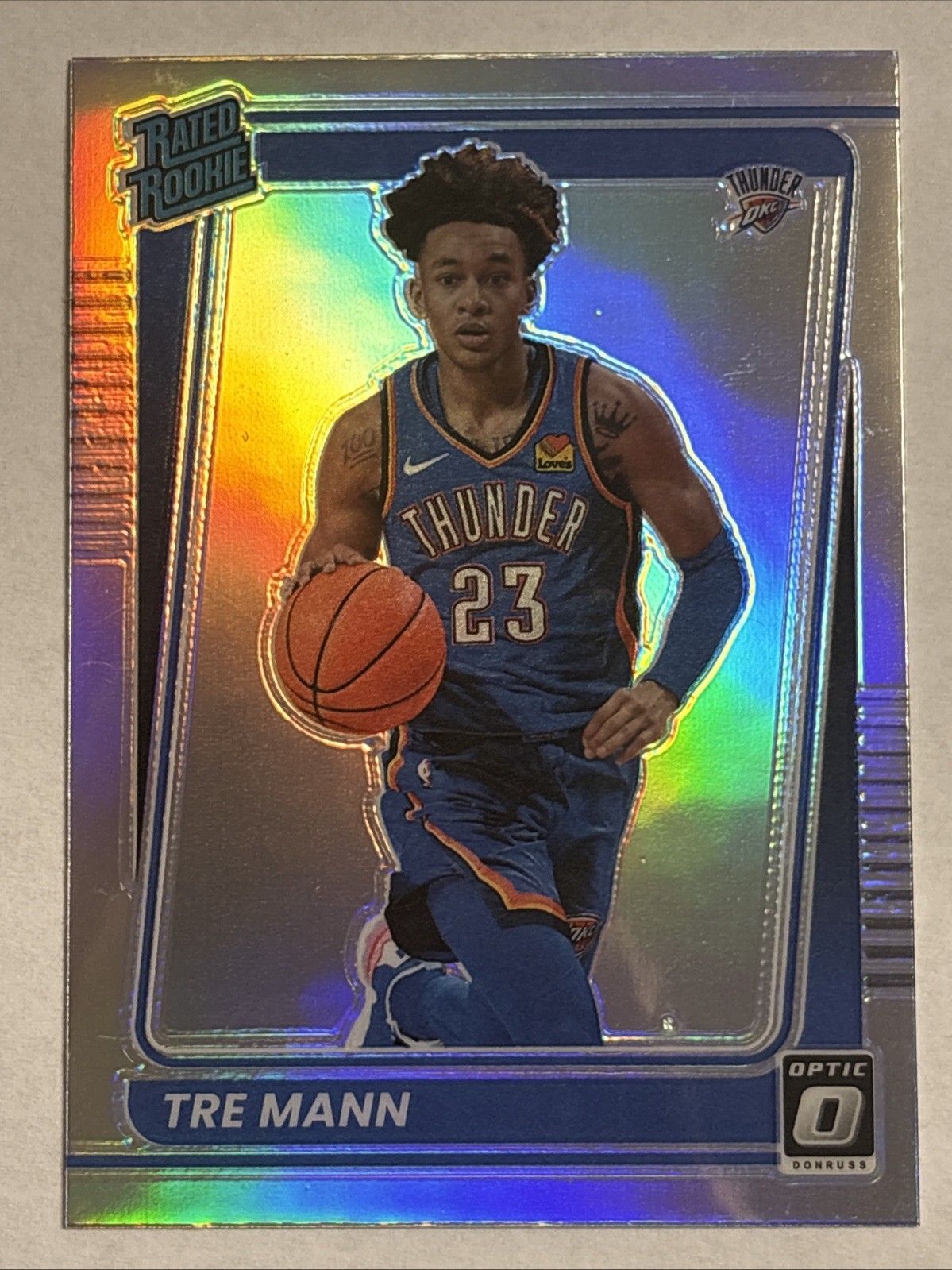 2021-22 Panini Donruss Optic Tre Mann Holo Prizm Rated Rookie #168 OKC Thunder
