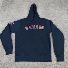 Barstool Sports Damage Hoodie Sweatshirt Mens Medium Navy Pullover J-America
